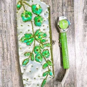 Green decorative clutch